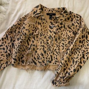 Cheetah distressed jean jacket
